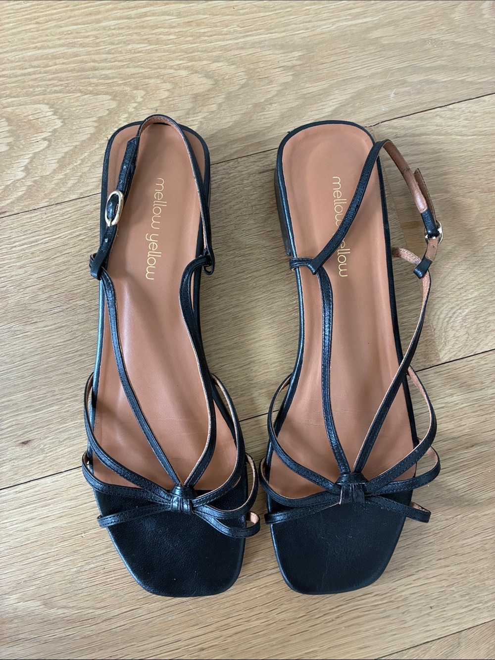 Black Leather Strappy Slingback Sandals